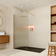 Delphi Accents Fluted Brushed Brass Wet Room Shower Screen