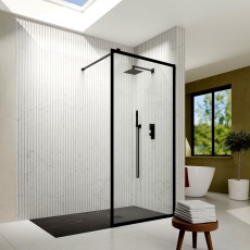 Delphi Accents Framed Matt Black Wet Room Shower Screen