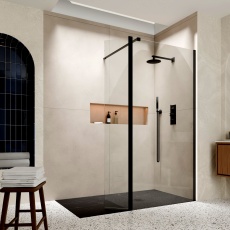 Delphi Accents Matt Black Wet Room Shower Screen with Return Panel