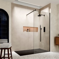 Delphi Accents Matt Black Wet Room Shower Screen