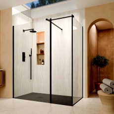Delphi Accents Semi-Framed Matt Black Walk-In Shower Enclosure