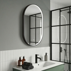 Delphi Altair Black Inset Framed LED Touch Sensor Bathroom Mirror 800mm x 500mm