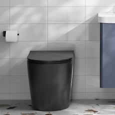 Delphi Angel Rimless Back to Wall Toilet Black - Soft Close Deluxe Seat