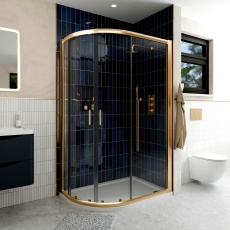 Delphi Apollo Brushed Brass 8mm Offset Quadrant Shower Enclosure 1200mm x 800mm