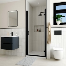 Delphi Apollo Matt Black 8mm Hinged Shower Door (1900mm High)