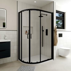 Delphi Apollo Matt Black 8mm Offset Quadrant Shower Enclosure 1200mm x 800mm