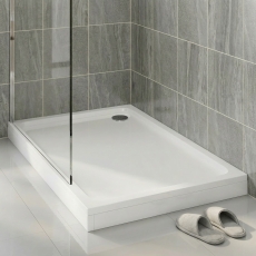 Delphi AquaBoost White Stone Resin Easy Plumb Rectangular Riser Shower Tray