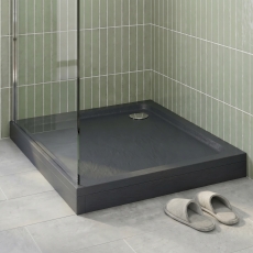 Delphi AquaBoost Grey Slate Effect Easy Plumb Square Riser Shower Tray
