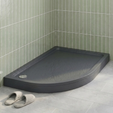 Delphi AquaBoost Grey Slate Effect Easy Plumb Offset Quadrant Riser Shower Tray