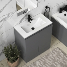 Delphi AquaGuard Floor Standing 2-Door Vanity Unit with Basin 600mm Wide - Matt Grey