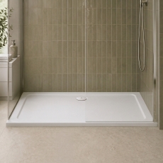 Delphi Aragon Anti-Slip White Stone Resin Rectangular Shower Tray