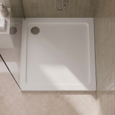 Delphi Aragon Anti-Slip White Stone Resin Square Shower Tray