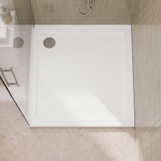Delphi Aragon White Stone Resin Square Shower Tray