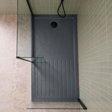 Delphi Aragon Slate Grey Effect Stone Resin Walk-In Shower Tray