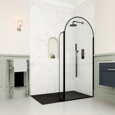 Delphi Astoria Matt Black Wet Room Shower Screen with Return Panel