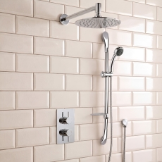 Delphi Atom Chrome Dual Concealed Shower Set with Fixed Head and Slide Rail Kit