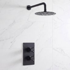 Delphi Axiom Crosshead Matt Black Dual Concealed Shower Set with Fixed Head