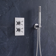 Delphi Axiom Crosshead Chrome Dual Concealed Shower Set with Handset and Bracket
