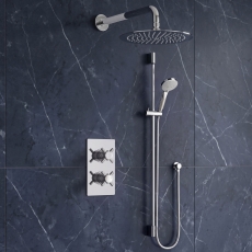 Delphi Axiom Crosshead Chrome Dual Concealed Shower Set with Large Drencher Head and Slide Rail Kit