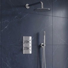 Delphi Axiom Crosshead Chrome Dual Concealed Shower Set with Fixed Head and Handset