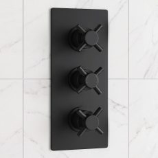 Delphi Axiom Crosshead Matt Black 2-Outlet Triple Concealed Shower Valve