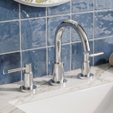 Delphi Axiom Dual Lever Chrome 3-Hole Basin Mixer Tap (inc Pop-Up Waste)