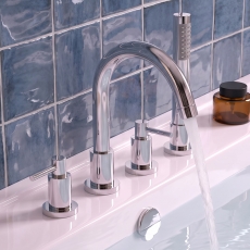Delphi Axiom Dual Lever Chrome 4-Hole Deck Mounted Bath Shower Mixer Tap (inc Kit)