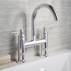 Delphi Axiom Dual Lever Chrome Swivel Spout Pillar Mounted Bath Filler Tap