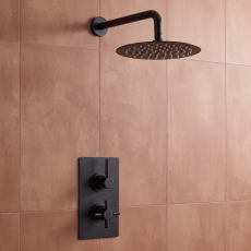 Delphi Axiom Lever Matt Black Dual Concealed Shower Set with Fixed Head