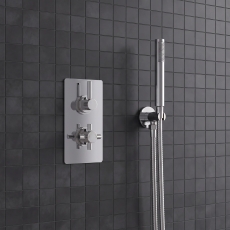 Delphi Axiom Lever Chrome Dual Concealed Shower Set with Handset and Bracket