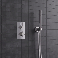 Delphi Axiom Lever Chrome Dual Concealed Shower Set with Handset and Bracket