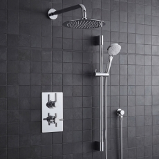 Delphi Axiom Lever Chrome Dual Concealed Shower Set with Large Drencher Head and Slide Rail Kit