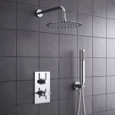 Delphi Axiom Lever Chrome Dual Concealed Shower Set with Fixed Head and Handset