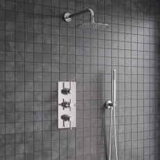 Delphi Axiom Lever Chrome Triple Concealed Shower Set with Large Drencher Head and Handset