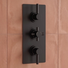 Delphi Axiom Lever Matt Black 2-Outlet Triple Concealed Shower Valve