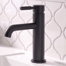 Delphi Axiom Lever Matt Black Single Lever Mono Basin Mixer Tap (inc Press Top Waste)
