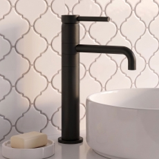 Delphi Axiom Lever Matt Black Swivel Spout High Rise Tall Basin Mixer Tap
