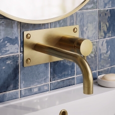 Delphi Axiom Lever Brushed Brass Wall Mounted Basin/Bath Filler Tap