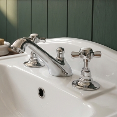 Delphi Belgravia Chrome 3-Hole Basin Mixer Tap with Pop-Up Waste