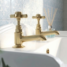 Delphi Belgravia Brushed Brass Basin Taps Pair
