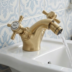 Delphi Belgravia Brushed Brass Luxury Mono Bidet Mixer Tap with Pop-Up Waste
