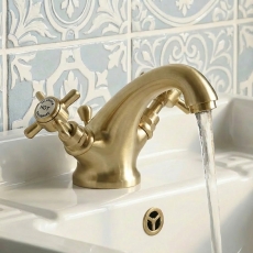 Delphi Belgravia Brushed Brass Luxury Mono Basin Mixer Tap with Pop-Up Waste