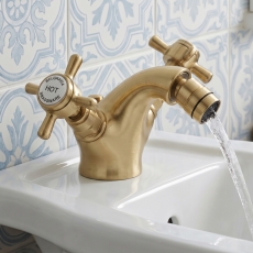 Delphi Belgravia Brushed Brass Luxury Mono Bidet Mixer Tap with Pop-Up Waste