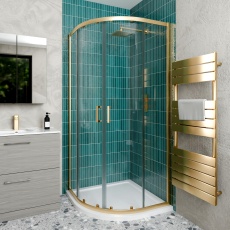 Delphi Calibre Brushed Brass 6mm 2-Door Quadrant Shower Enclosure