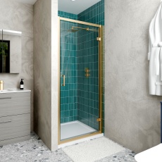 Delphi Calibre Brushed Brass 6mm Hinged Shower Door (1900mm High)