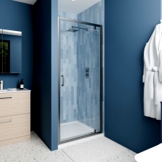 Delphi Calibre Brushed Pewter 6mm Pivot Shower Door (1900mm High)
