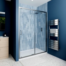 Delphi Calibre Brushed Pewter 6mm Sliding Shower Door (1900mm High)