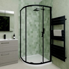 Delphi Calibre Matt Black 6mm 1-Door Quadrant Shower Enclosure 900mm x 900mm