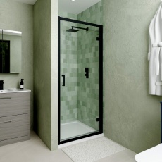 Delphi Calibre Matt Black 6mm Hinged Shower Door (1900mm High)