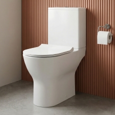 Delphi Capri Rimless Open Back Close Coupled Toilet (inc Soft Close Slim Seat)